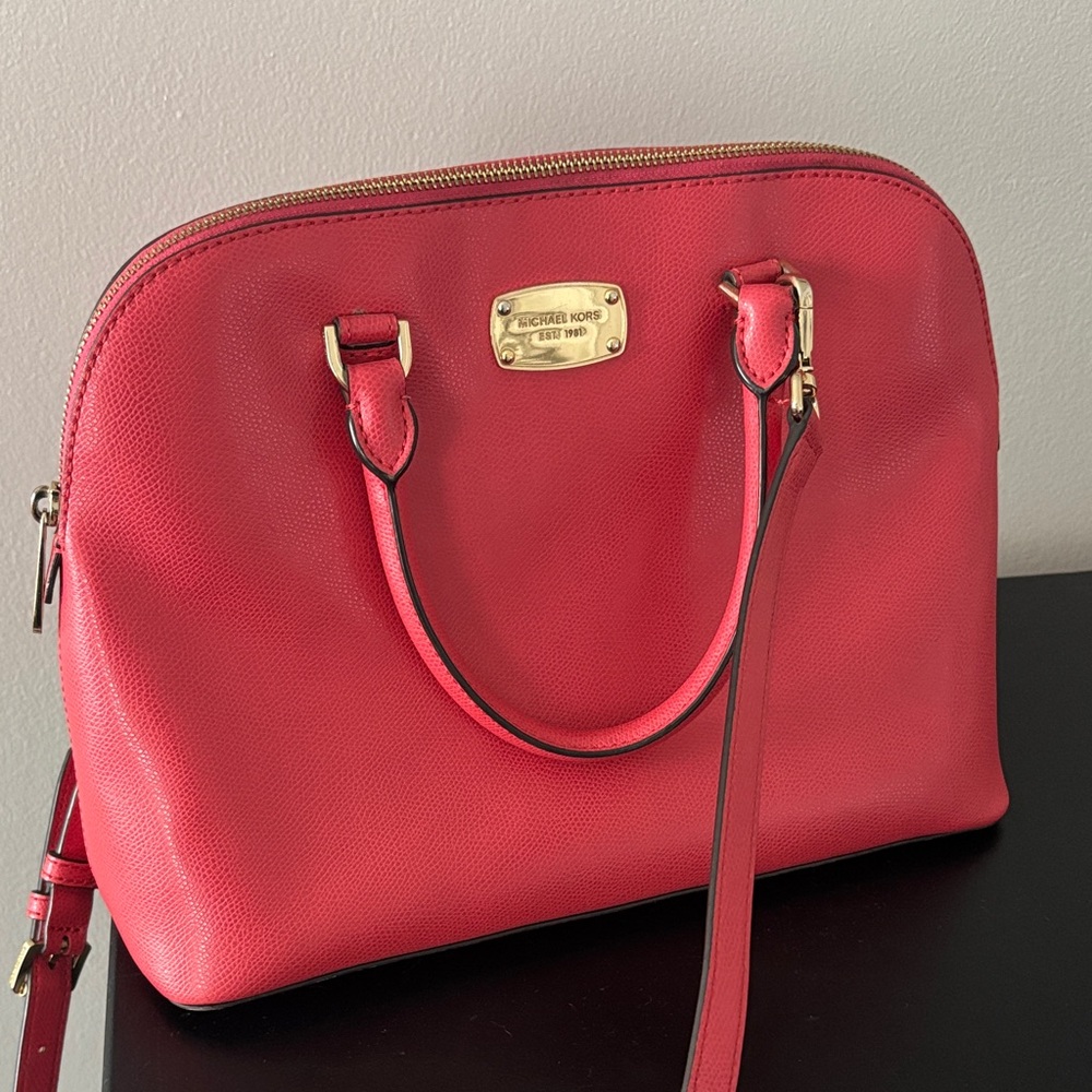 Michael Kors Pink Leather Satchel with Gold Hardware
